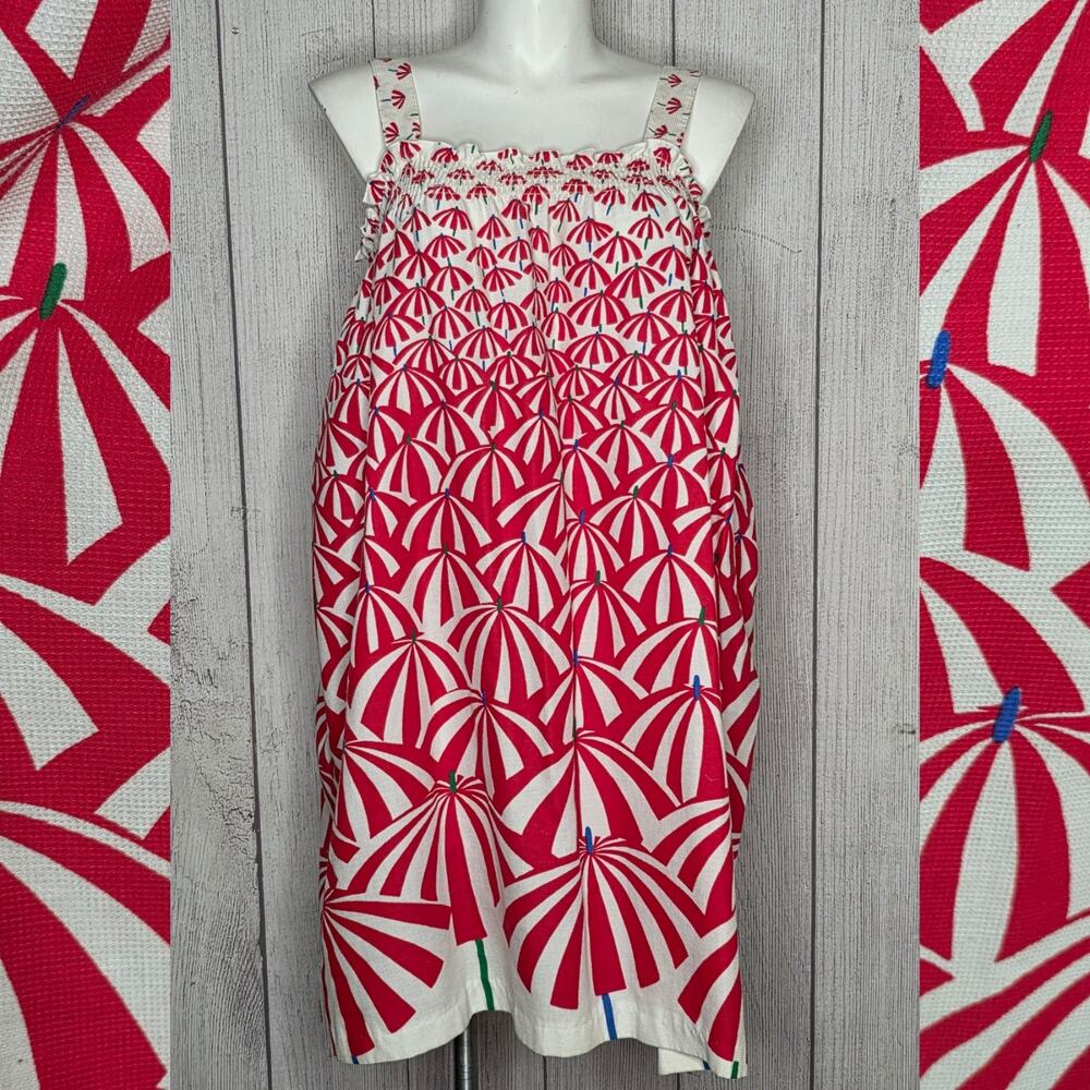 Vintage Truly Yours Red Umbrella Novelty Print Tent Dress, sz XL